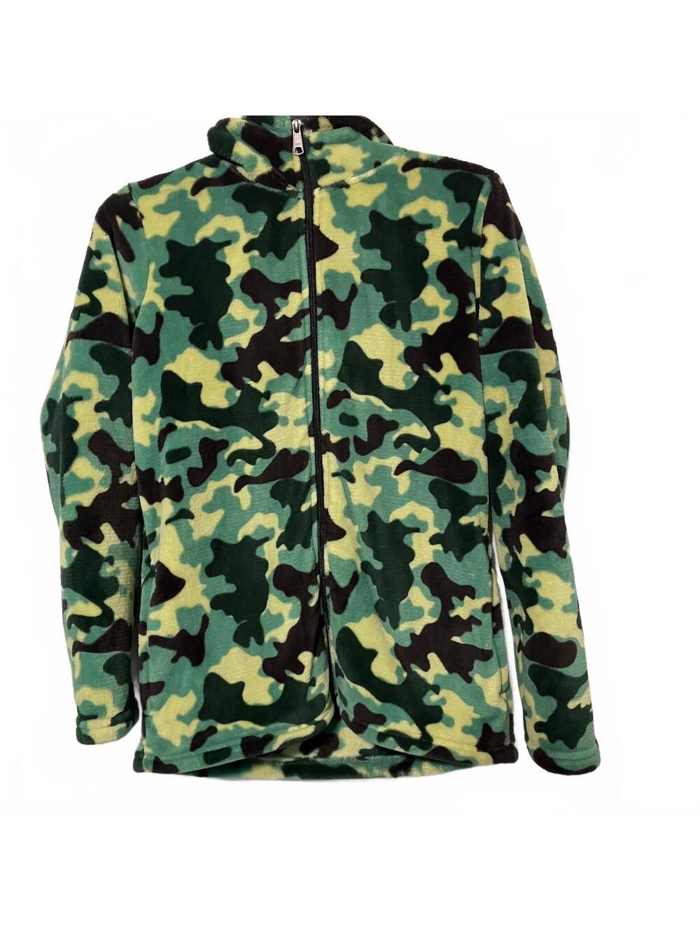 Bass Pro Shops Kid Camo Fleece Full Zip Hoodie Jacket Boys Size Large (14/16)